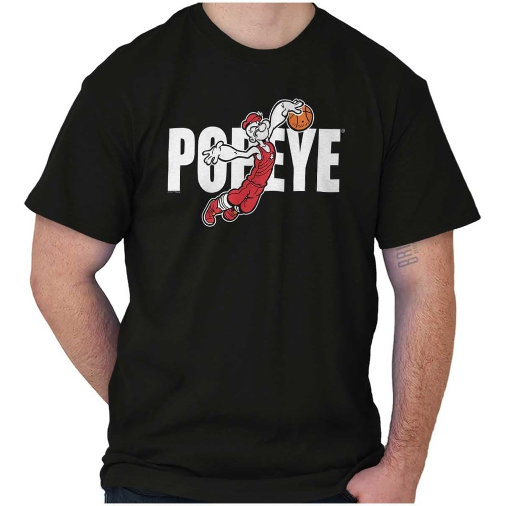 image:imagePopeye Sports Basketball Hoops Team Player Graphic T Shirt Men or WomenBlack Basketball Player