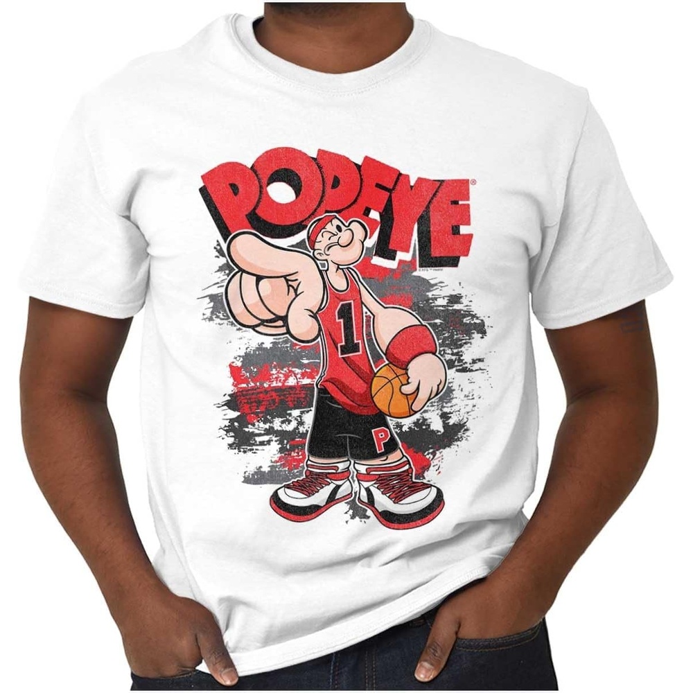 image:imagePopeye Sports Basketball Hoops Team Player Graphic T Shirt Men or WomenWhite Urban Athlete