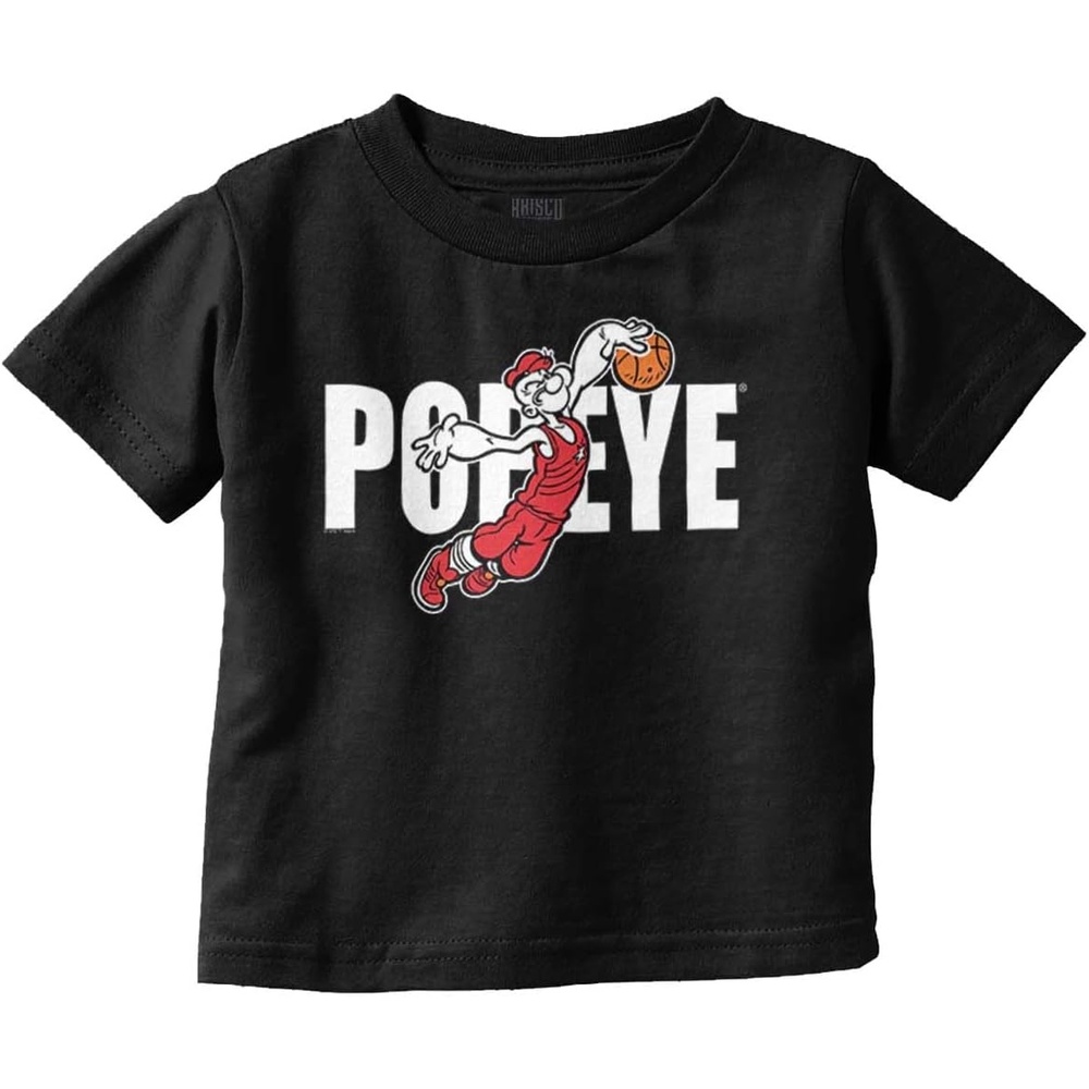 image:imagePopeye Sports Basketball Hoops Team Player Toddler Baby Graphic T ShirtBlack Basketball Player