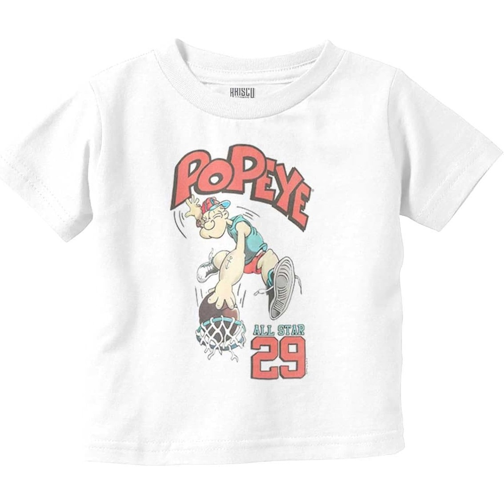 image:imagePopeye Sports Basketball Hoops Team Player Toddler Baby Graphic T ShirtWhite  All Star Dunk