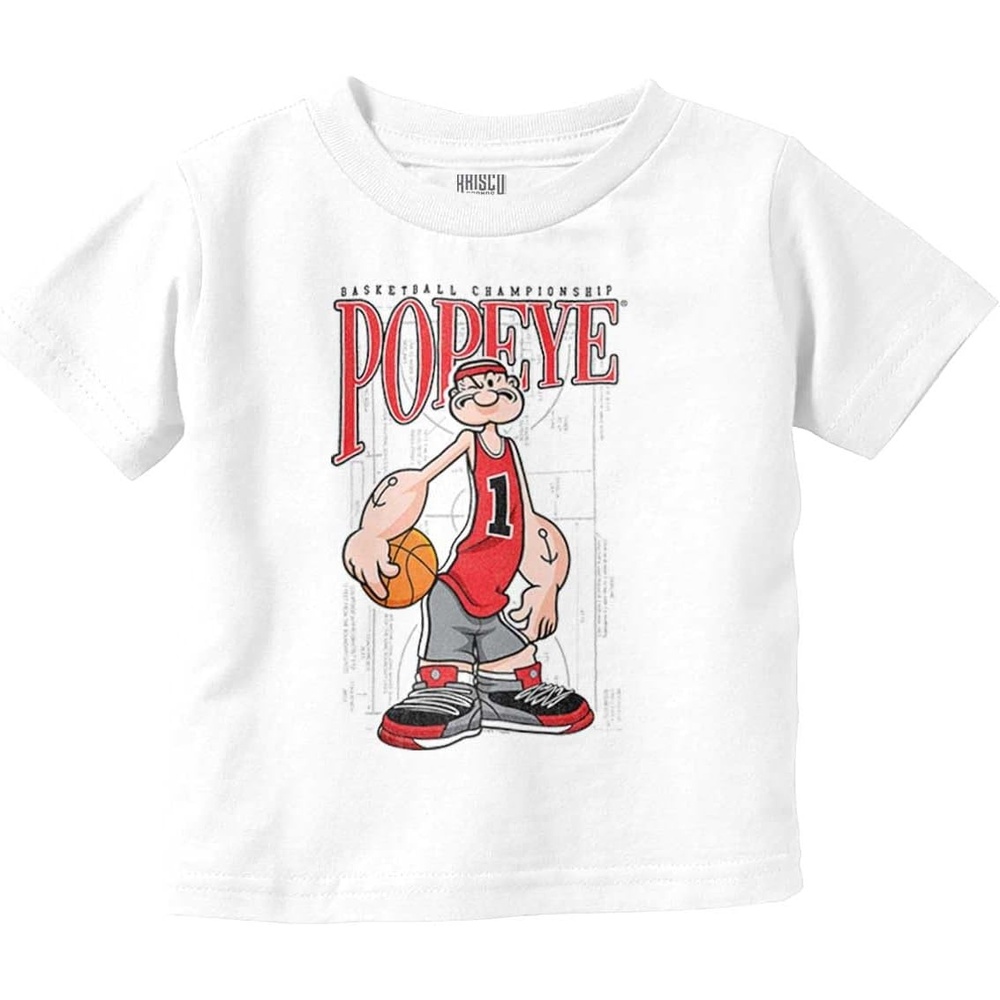 image:imagePopeye Sports Basketball Hoops Team Player Toddler Baby Graphic T ShirtWhite Sport Gameplay