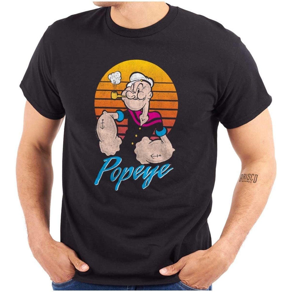 image:imagePopeye The Sailor Man Retro Sunset Graphic T Shirt Men or WomenBlack