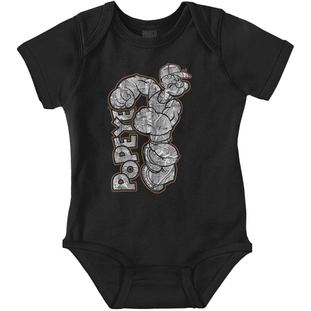 image:imagePopeye Urban Stick and Leaf Camouflage Gym Baby Romper Boys or GirlsBlack  Camo Popeye