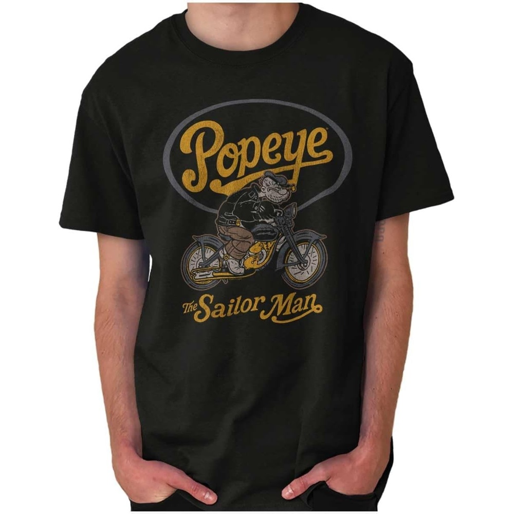 image:imagePopeye Vintage Motorcycle Biker Graphic T Shirt Men or WomenBlack  Retro Biker