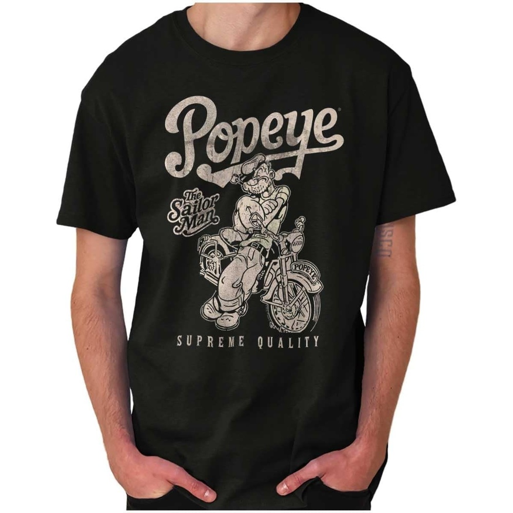 image:imagePopeye Vintage Motorcycle Biker Graphic T Shirt Men or WomenBlack  Supreme Biker