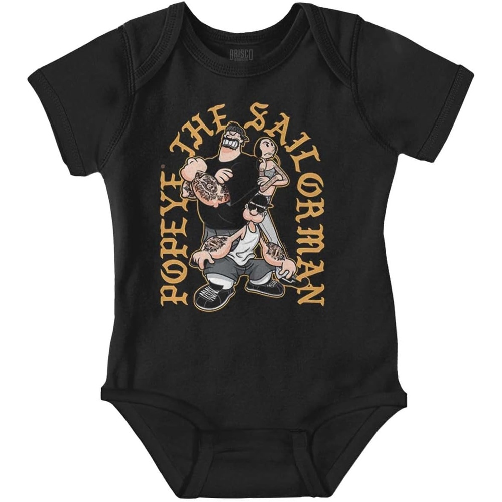 image:imagePopeye and Friends Urban Cholo LA West Coast Baby Romper Boys or GirlsBlack Friends With Attitude