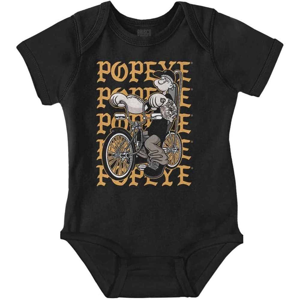 image:imagePopeye and Friends Urban Cholo LA West Coast Baby Romper Boys or GirlsBlack Urban Biker