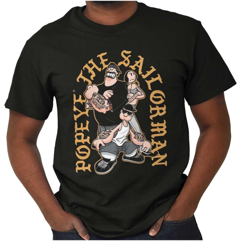 image:imagePopeye and Friends Urban Cholo LA West Coast Graphic T Shirt Men or WomenBlack Friends With Attitude