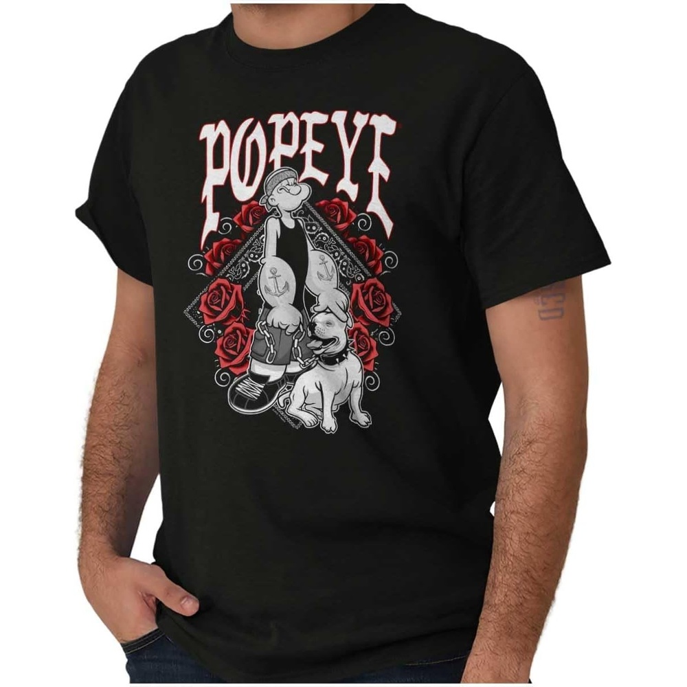 image:imagePopeye and Friends Urban Cholo LA West Coast Graphic T Shirt Men or WomenBlack Popeye Bandana
