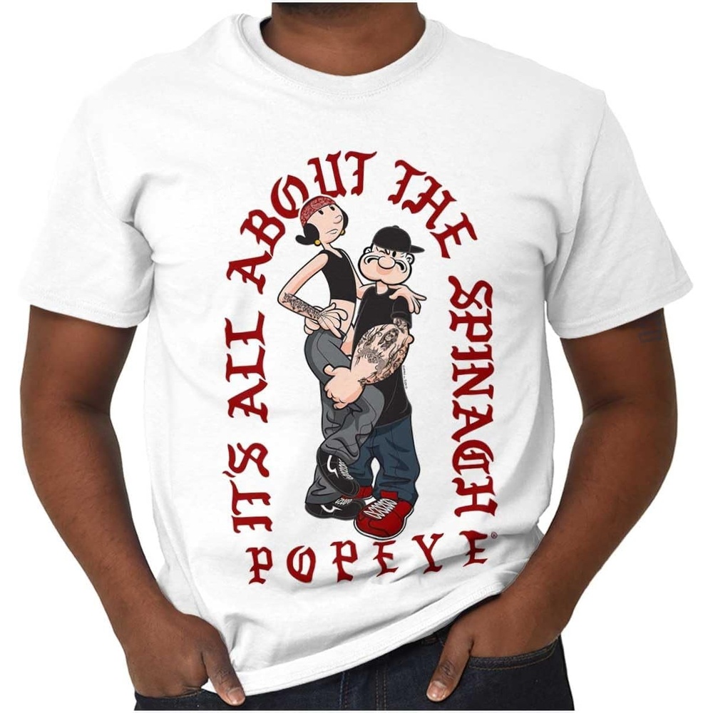image:imagePopeye and Friends Urban Cholo LA West Coast Graphic T Shirt Men or WomenWhite  All About the Spinach