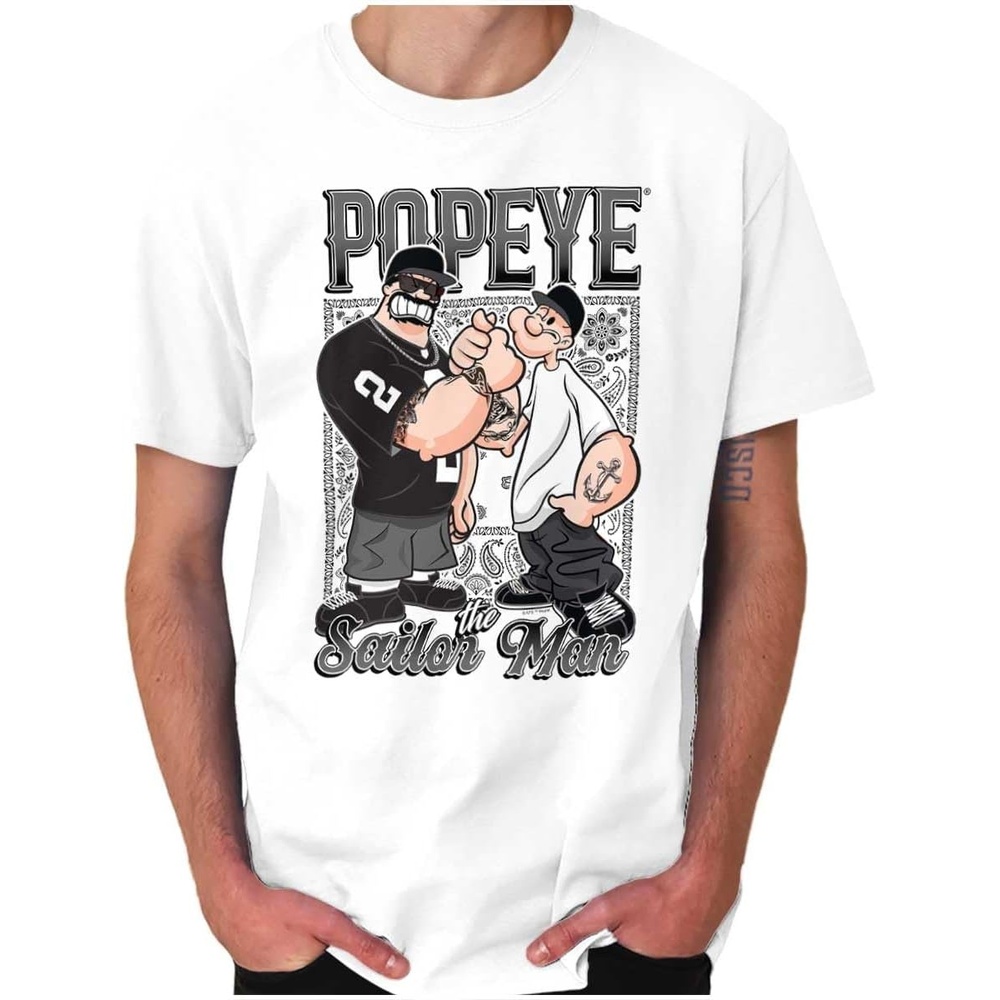 image:imagePopeye and Friends Urban Cholo LA West Coast Graphic T Shirt Men or WomenWhite Homie Bandana