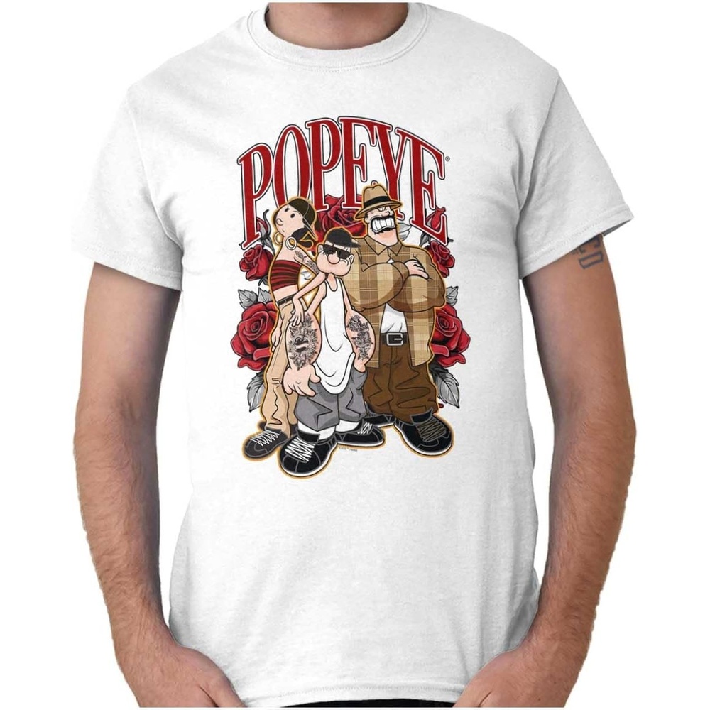 image:imagePopeye and Friends Urban Cholo LA West Coast Graphic T Shirt Men or WomenWhite Rose Gang