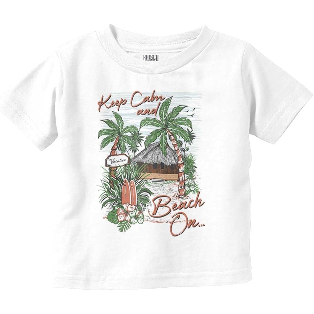 image:imageTropical Keep Calm and Beach On Toddler Baby Graphic T ShirtWhite