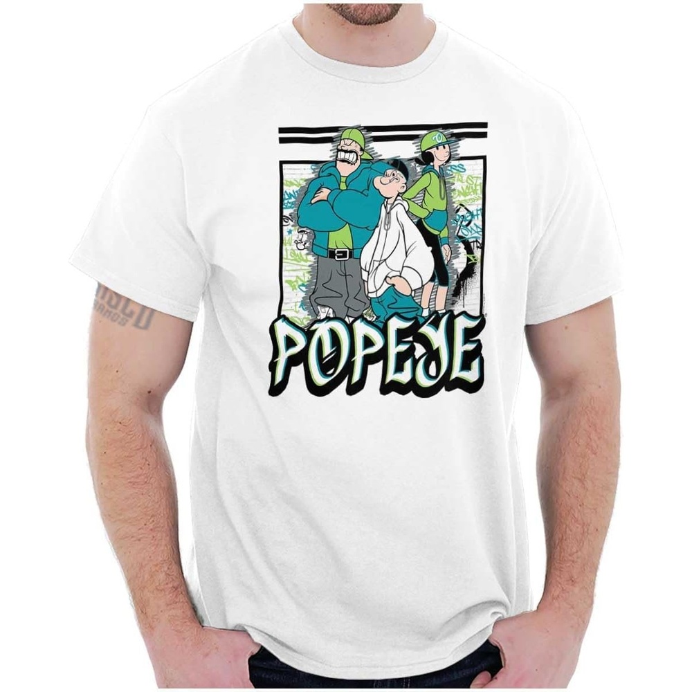 image:imageUrban Popeye Bluto Olive Oyl Cartoons Graphic T Shirt Men or WomenWhite
