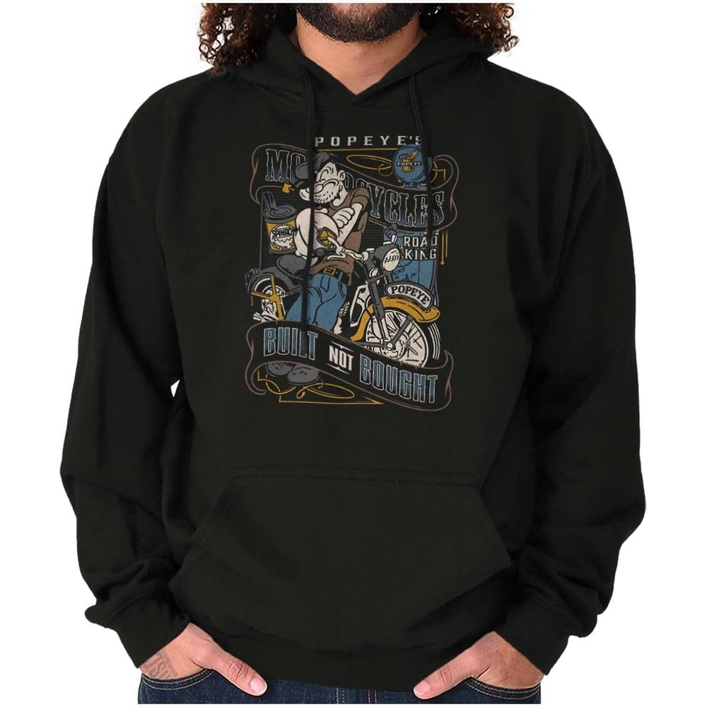 image:imageVintage Popeye Classic Motorcyle Biker Hoodie Sweatshirt Women MenBlack Built Not Bought