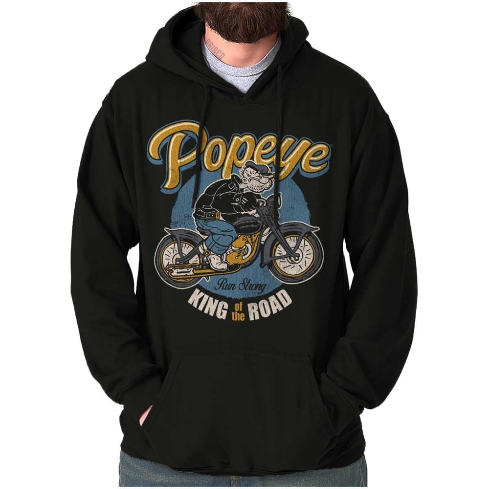 image:imageVintage Popeye Classic Motorcyle Biker Hoodie Sweatshirt Women MenBlack  King of the Road