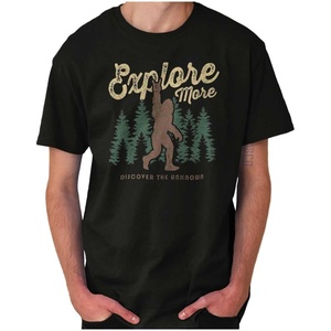 Bigfoot Explore More Nature Outdoors Graphic T Shirt Men or Women(Black)