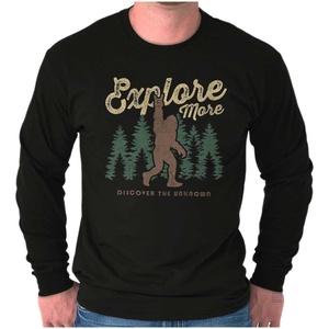 Bigfoot Explore More Nature Outdoors Long Sleeve Tshirt Men Women(Black)