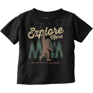 Bigfoot Explore More Nature Outdoors Toddler Baby Graphic T Shirt(Black)