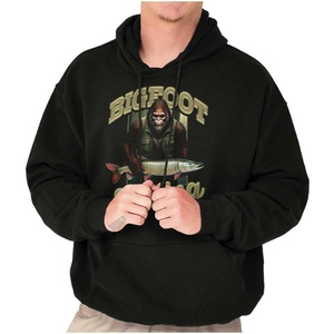 Bigfoot Fishing Outdoor Adventure Hoodie Hooded Sweatshirt Men(Black)