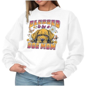 Blessed To Be A Dog Mom Cute Florals Women Crewneck Sweatshirt(White)