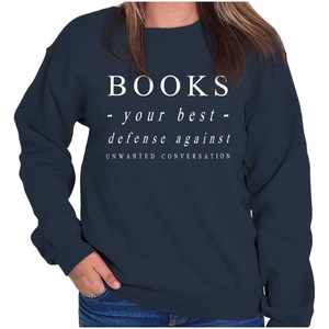 Books Defense Against Conversation Sweatshirt for Men or Women(Navy)