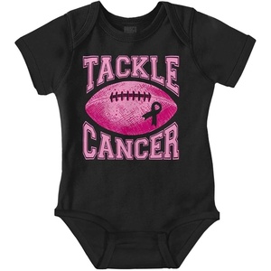 Breast Cancer Tackle Cancer Football Baby Bodysuit Jumper Girls(Black)