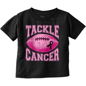 Breast Cancer Tackle Cancer Football Toddler Baby Girl T Shirt(Black)