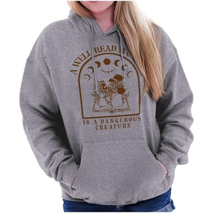 Brisco Brands A Well Read Woman Is Dangerous Hoodie Sweatshirt Women(Sport Grey)