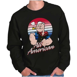 Brisco Brands All American Popeye The Sailor Man Sweatshirt for Men or Women(Black)