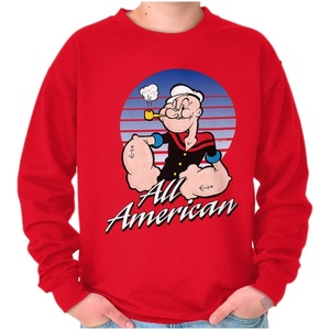 Brisco Brands All American Popeye The Sailor Man Sweatshirt for Men or Women(Red)