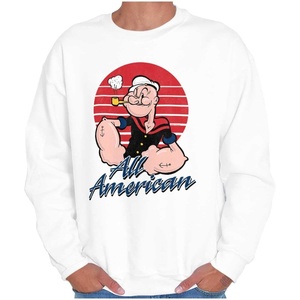Brisco Brands All American Popeye The Sailor Man Sweatshirt for Men or Women(White)