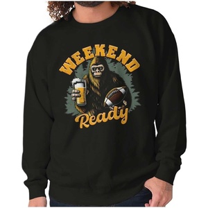 Brisco Brands Bigfoot Football Weekend Ready Men’s Crewneck Sweatshirt(Black)