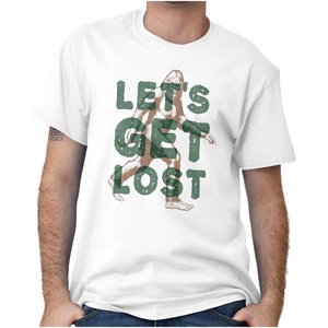 Brisco Brands Bigfoot Let’s Get Lost Outdoors Graphic T Shirt Men or Women(White)