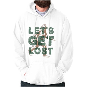 Brisco Brands Bigfoot Let’s Get Lost Outdoors Hoodie Sweatshirt Women Men(White)