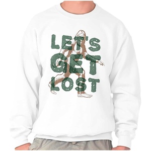 Brisco Brands Bigfoot Let’s Get Lost Outdoors Sweatshirt for Men or Women(White)