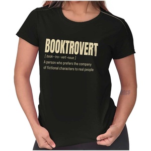 Brisco Brands Booktrovert Dictionary Definition Womens Slim Fit Graphic Tee(Black)