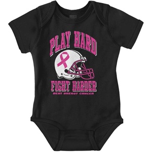 Brisco Brands Breast Cancer Football Fight Hard Baby Bodysuit Jumper Girls(Black)