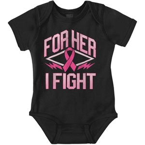 Brisco Brands Breast Cancer Pink For Her I Fight Baby Bodysuit Jumper Girls(Black)