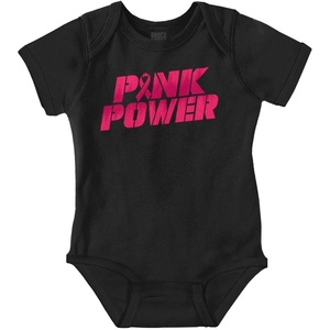 Brisco Brands Breast Cancer Pink Power Ribbon Baby Bodysuit Jumper Girls(Black)