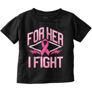 Brisco Brands Breast Cancer Pink for Her I Fight Toddler Baby Girl T Shirt(Black)
