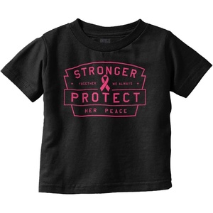 Brisco Brands Breast Cancer Protect Her Peace Toddler Baby Girl T Shirt(Black)