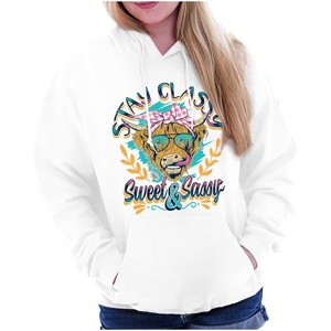 Brisco Brands Cute Stay Classy Sweet and Sassy Hoodie Sweatshirt Women(White)