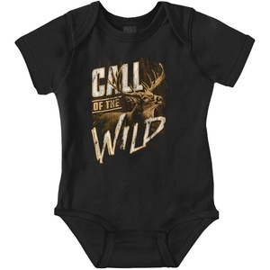 Brisco Brands Deer Buck Hunter Call of the Wild Baby Romper Boys or Girls(Black)