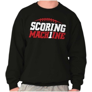 Brisco Brands Football Num 1 Scoring Machine Sweatshirt for Men or Women(Black)