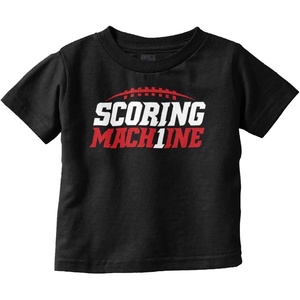 Brisco Brands Football Num 1 Scoring Machine Toddler Baby Graphic T Shirt(Black)