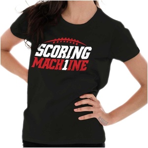 Brisco Brands Football Num 1 Scoring Machine Womens Slim Fit Graphic Tee(Black)