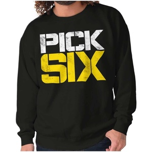 Brisco Brands Football Pick Six Sports Athlete Sweatshirt for Men or Women(Black)