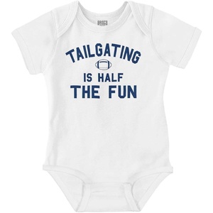 Brisco Brands Football Tailgating Is Half The Fun Baby Romper Boys or Girls(White)