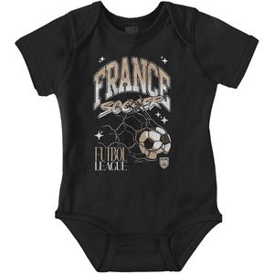 Brisco Brands France Futbol League Soccer Goal Baby Romper Boys or Girls(Black)